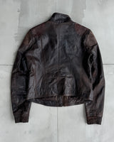 BROWN LEATHER JACKET - M