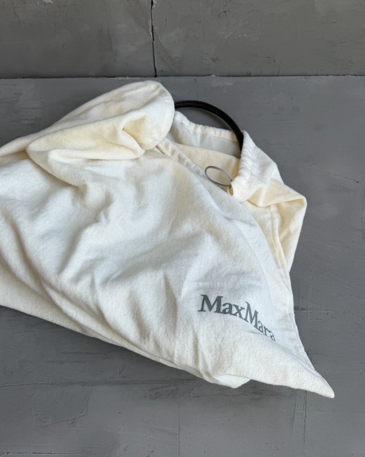 Max Mara Brown Leather and Suede Shoulder Bag-on a concrete background