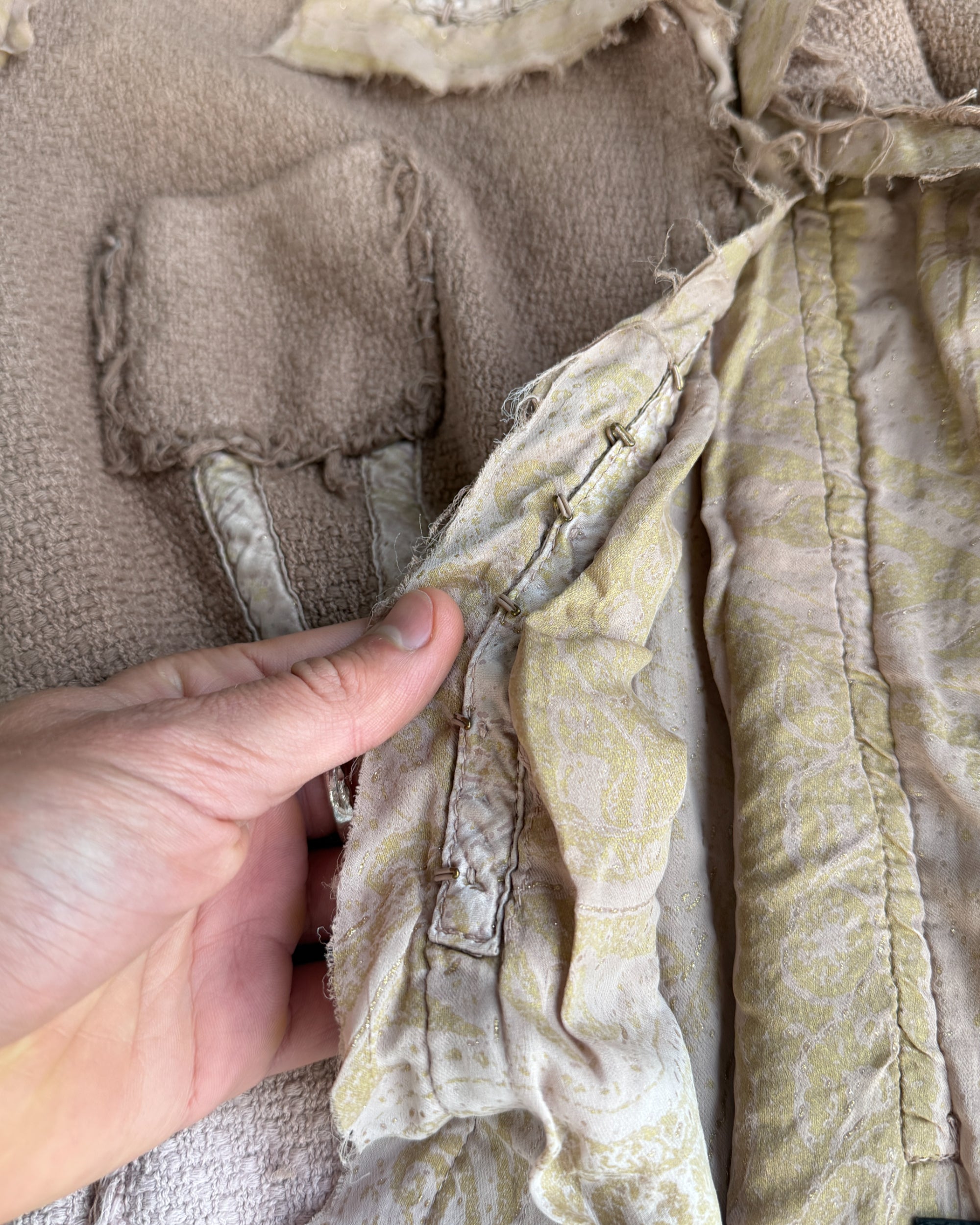 Roberto Cavalli 2004 Cotton and Silk Asymmetric Clasp Jacket – XL-on a concrete background