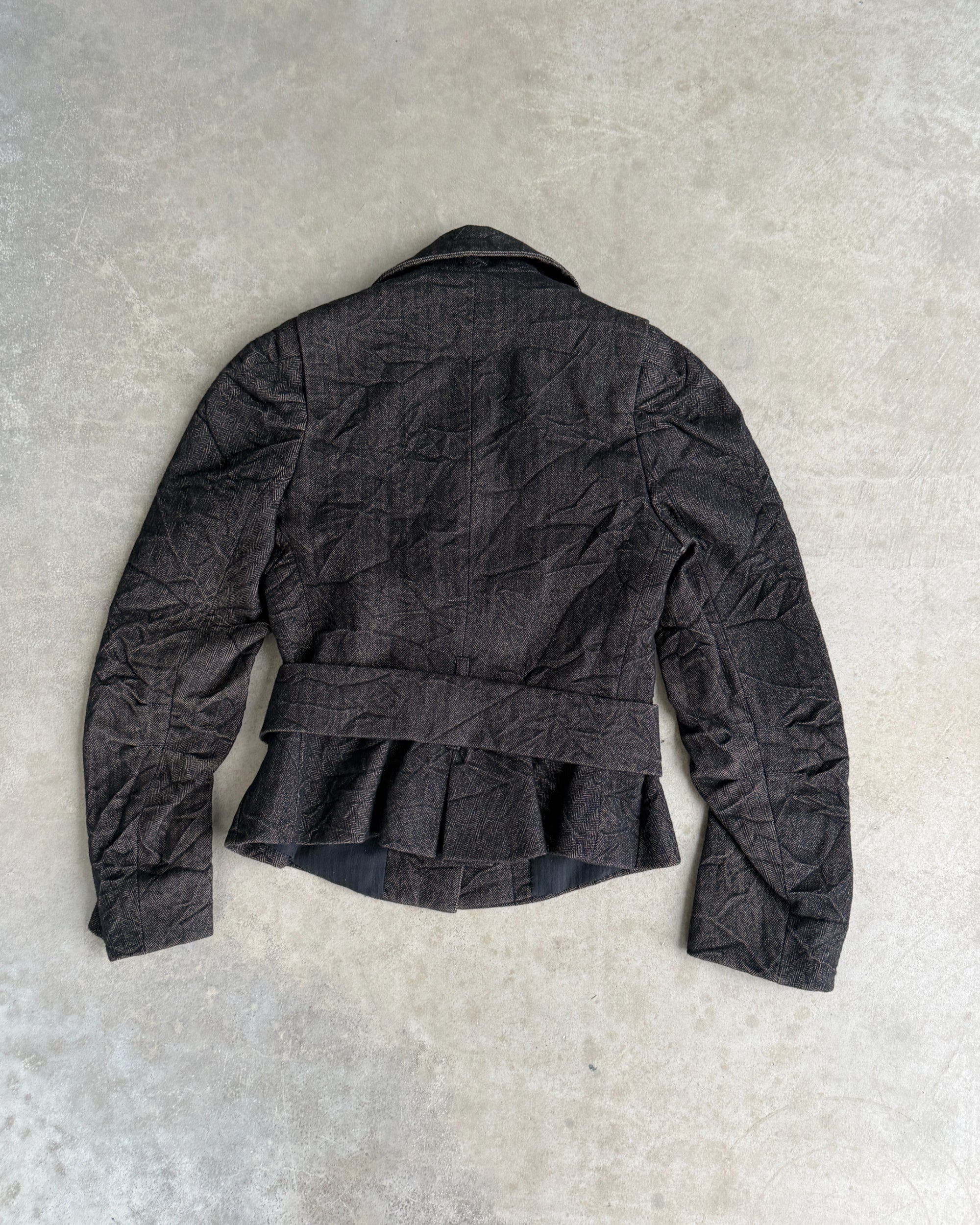 AllSaints Wool and Cotton Belted Jacket – XS-on a concrete background