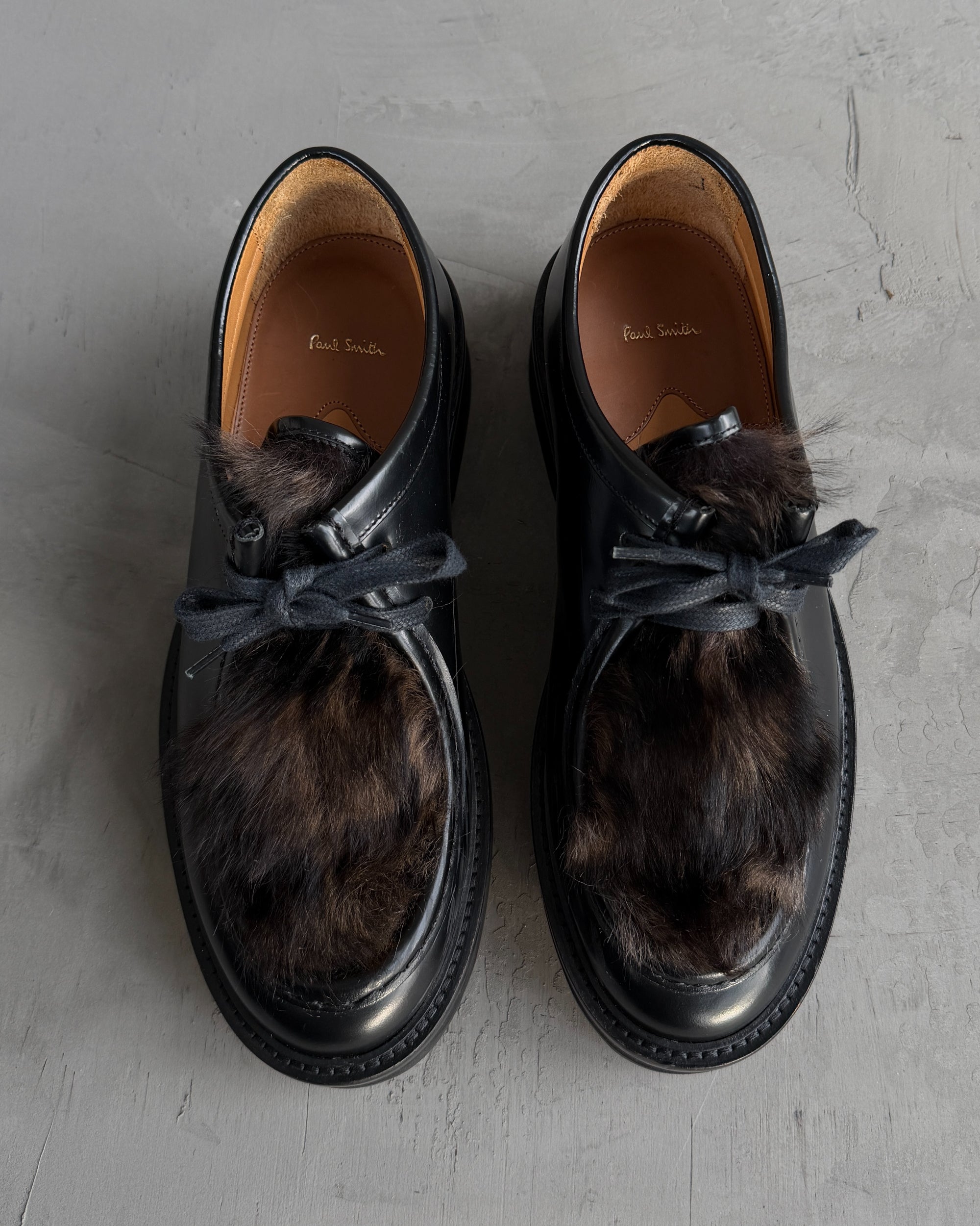 Paul Smith Fur Toe Chunky Derbys – UK 7-on a concrete background