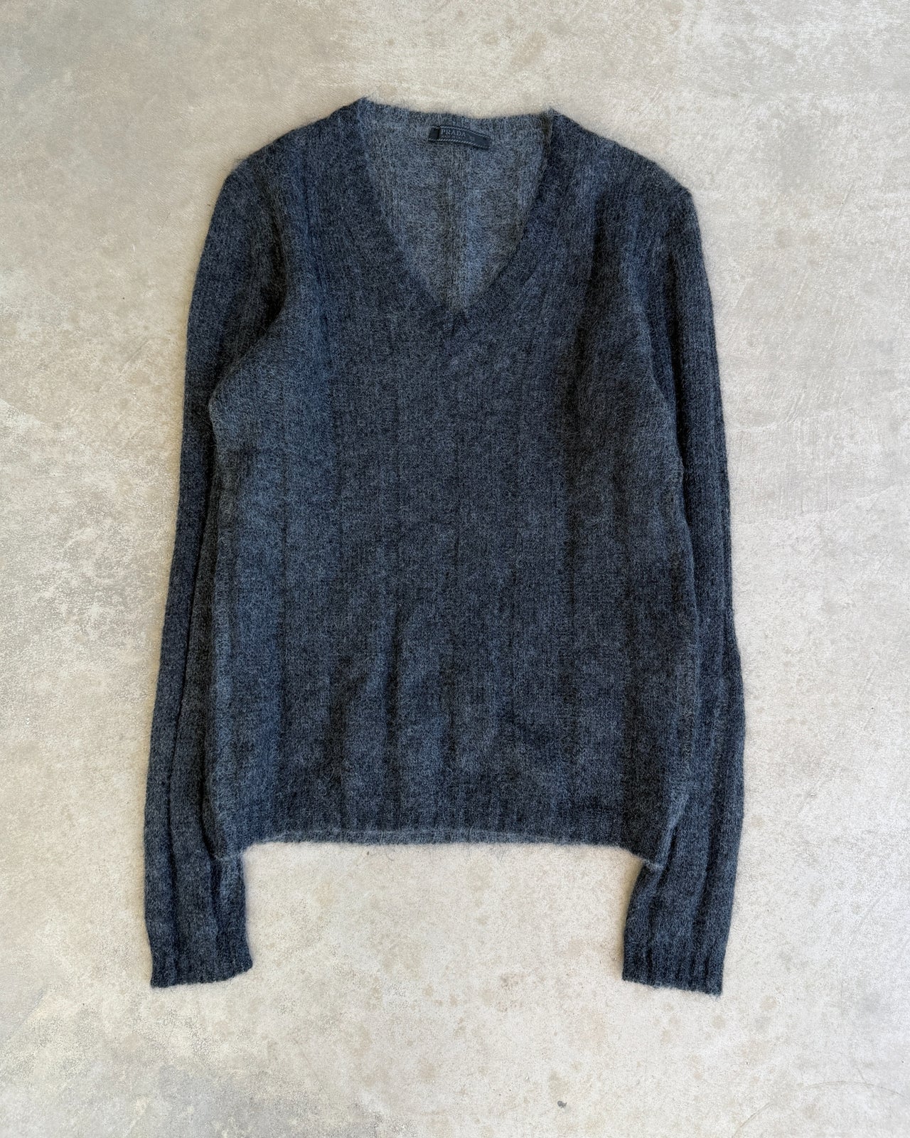 Prada SS2016 Mohair Nylon Blend Sweatshirt – S-on a concrete background