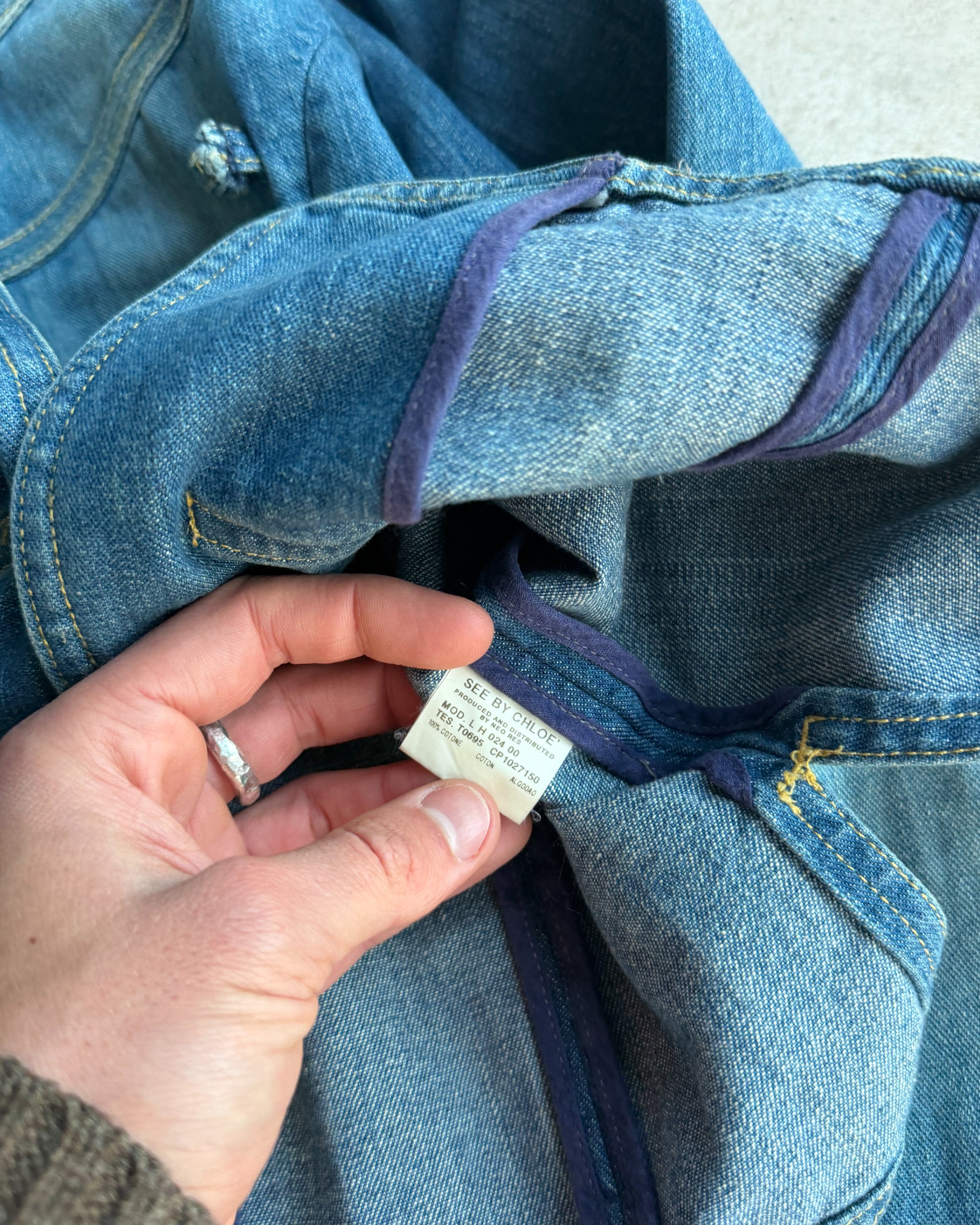 See by Chloé Hussar Denim Jacket – L-on a concrete background