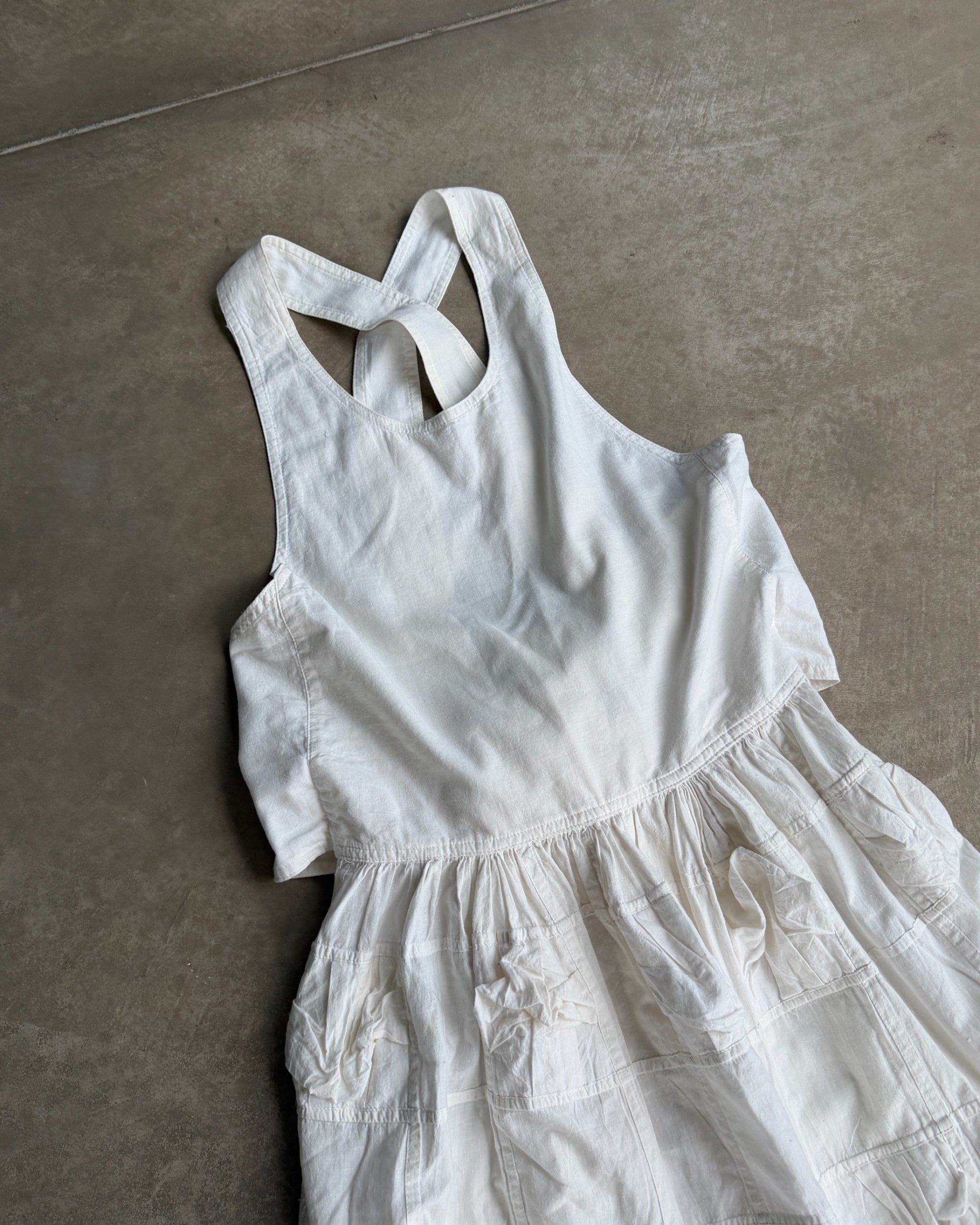 Issey Miyake IS Cotton White Maxi Dress – M-on a concrete background