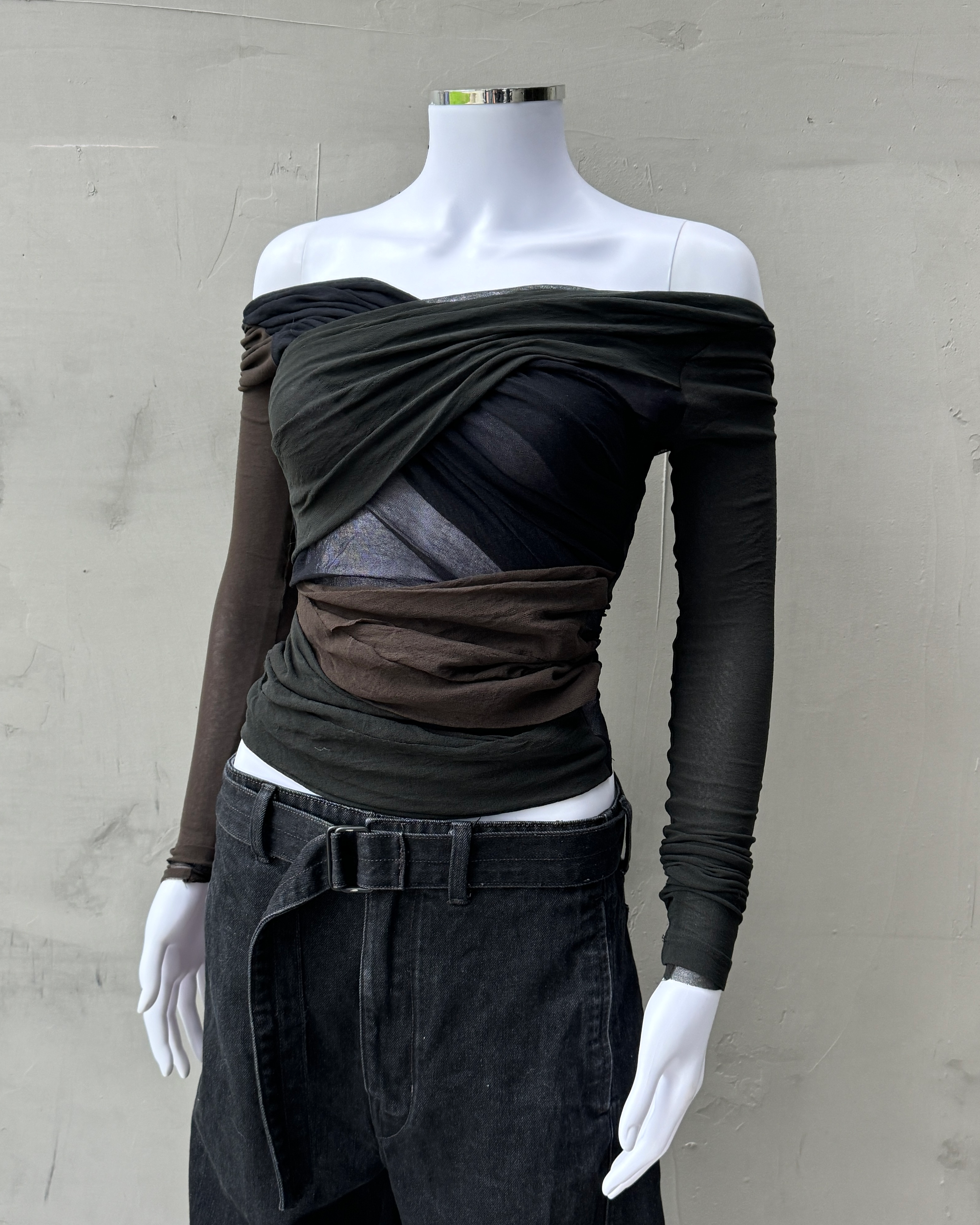 PLEIN SUD 2000'S WRAP MESH TOP