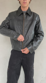 DIESEL 90'S BLACK LEATHER JACKET - L