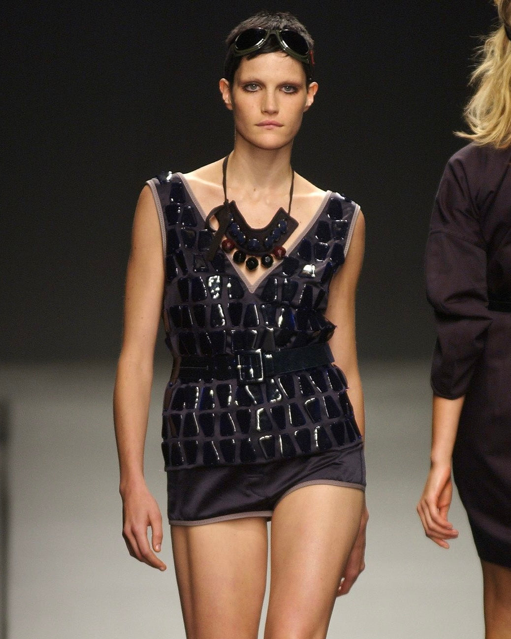 Prada Runway SS03 Blue Silk Beaded Vest – S