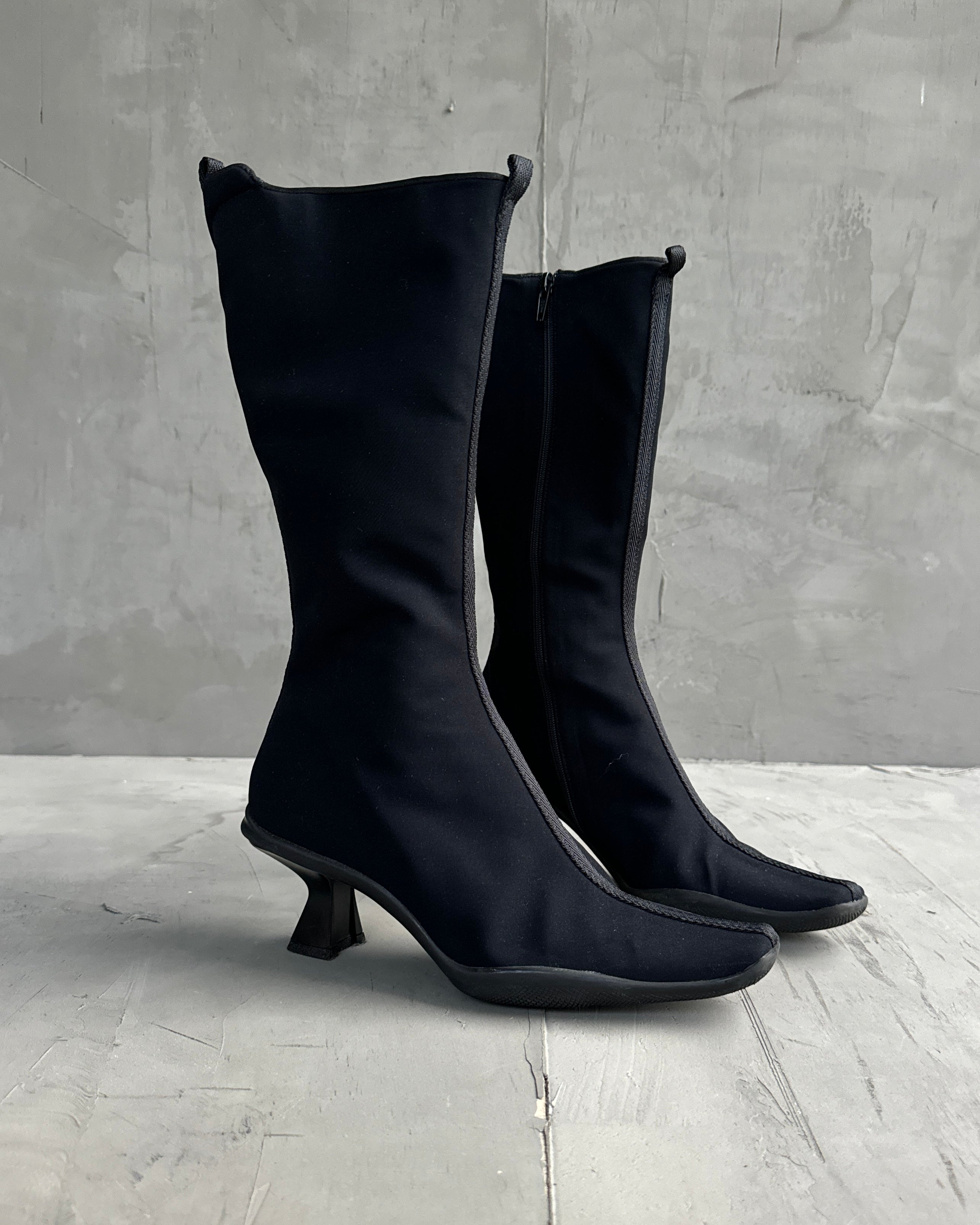 PRADA FW99 NYLON HEELED BOOTS - EU 39
