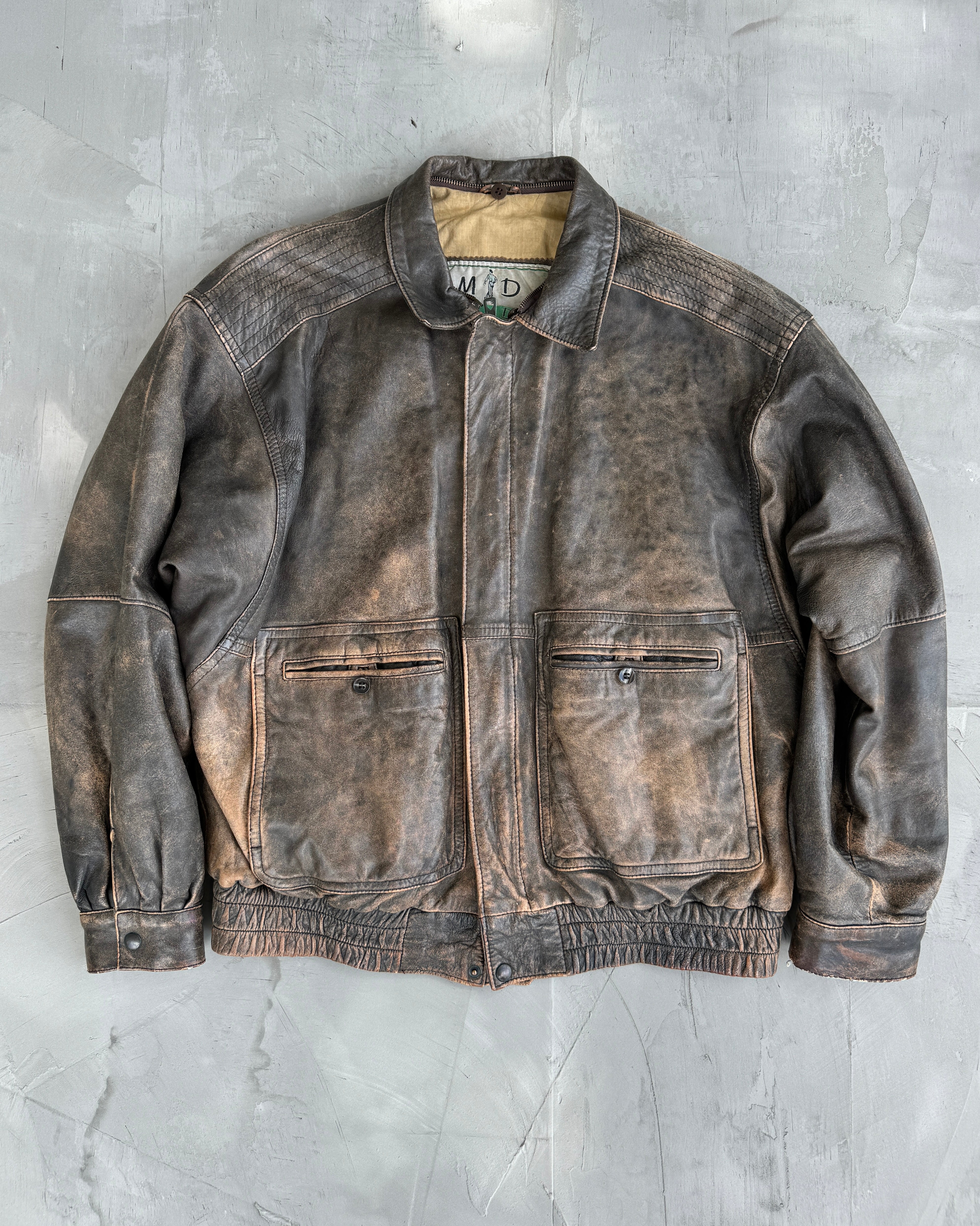 MASSIMO DUTTI 90S BROWN LEATHER JACKET - M/L