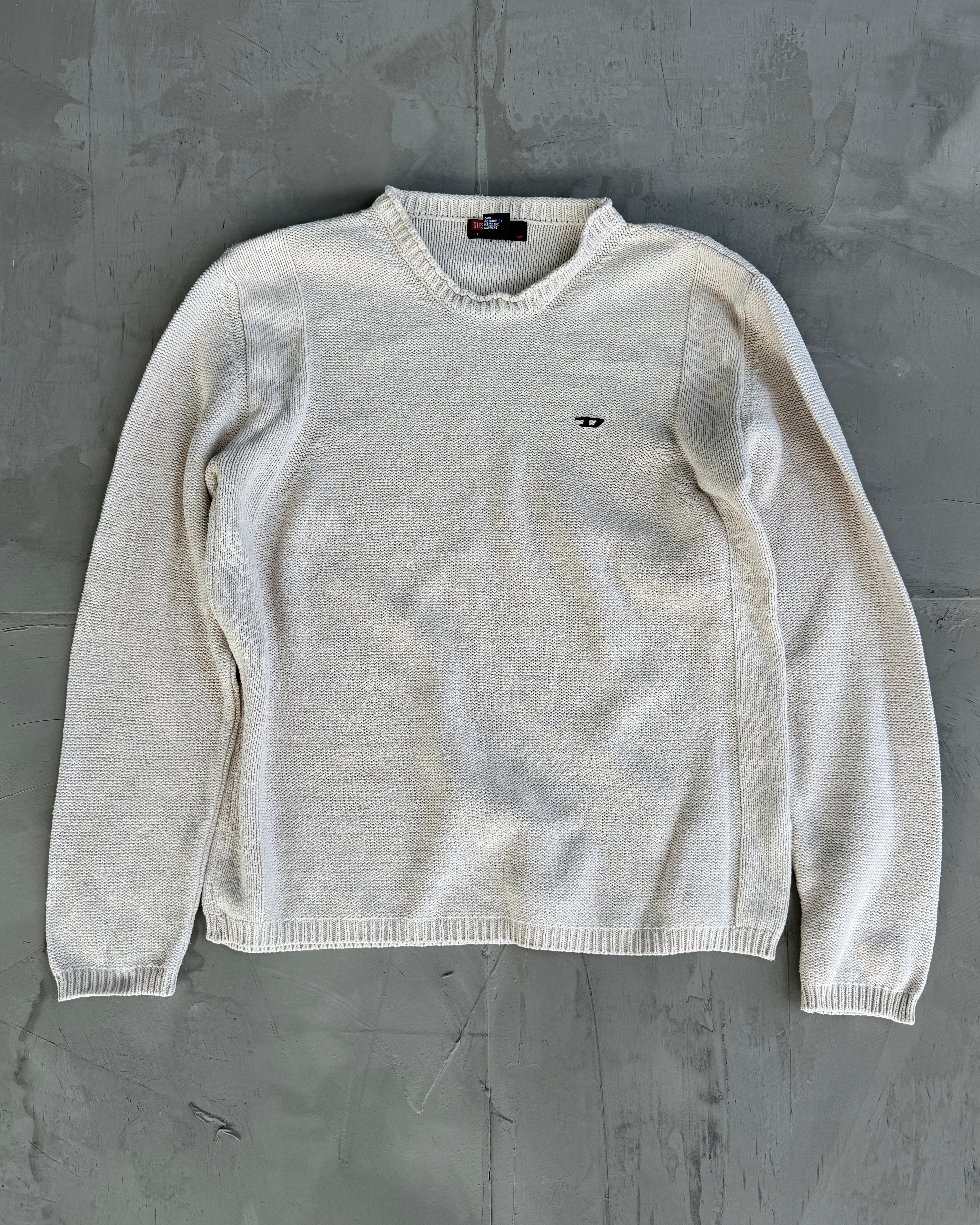 DIESEL CREAM KNIT SWEATER - M