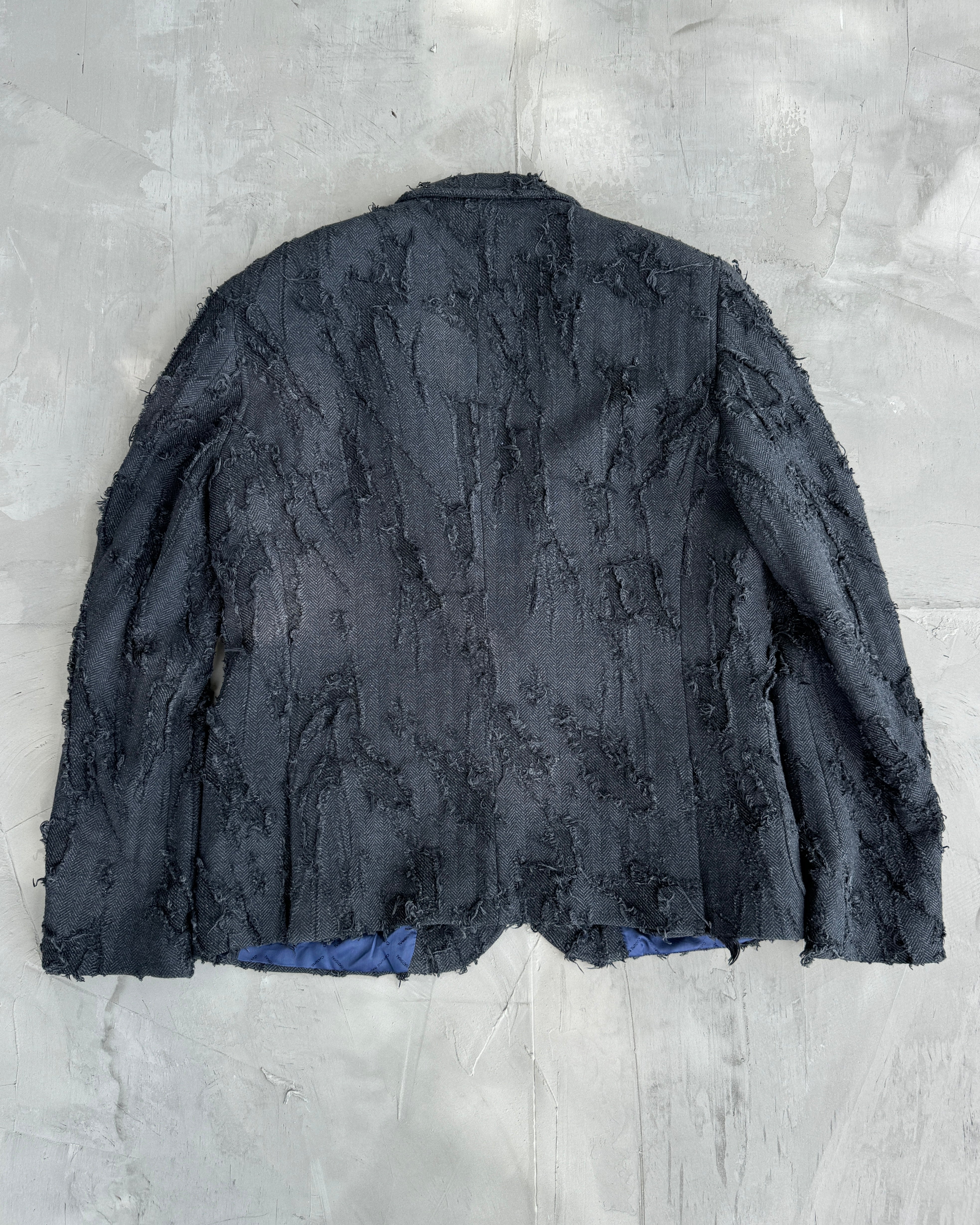 COSTUME NATIONAL LUXE DISTRESSED BLACK BLAZER - L