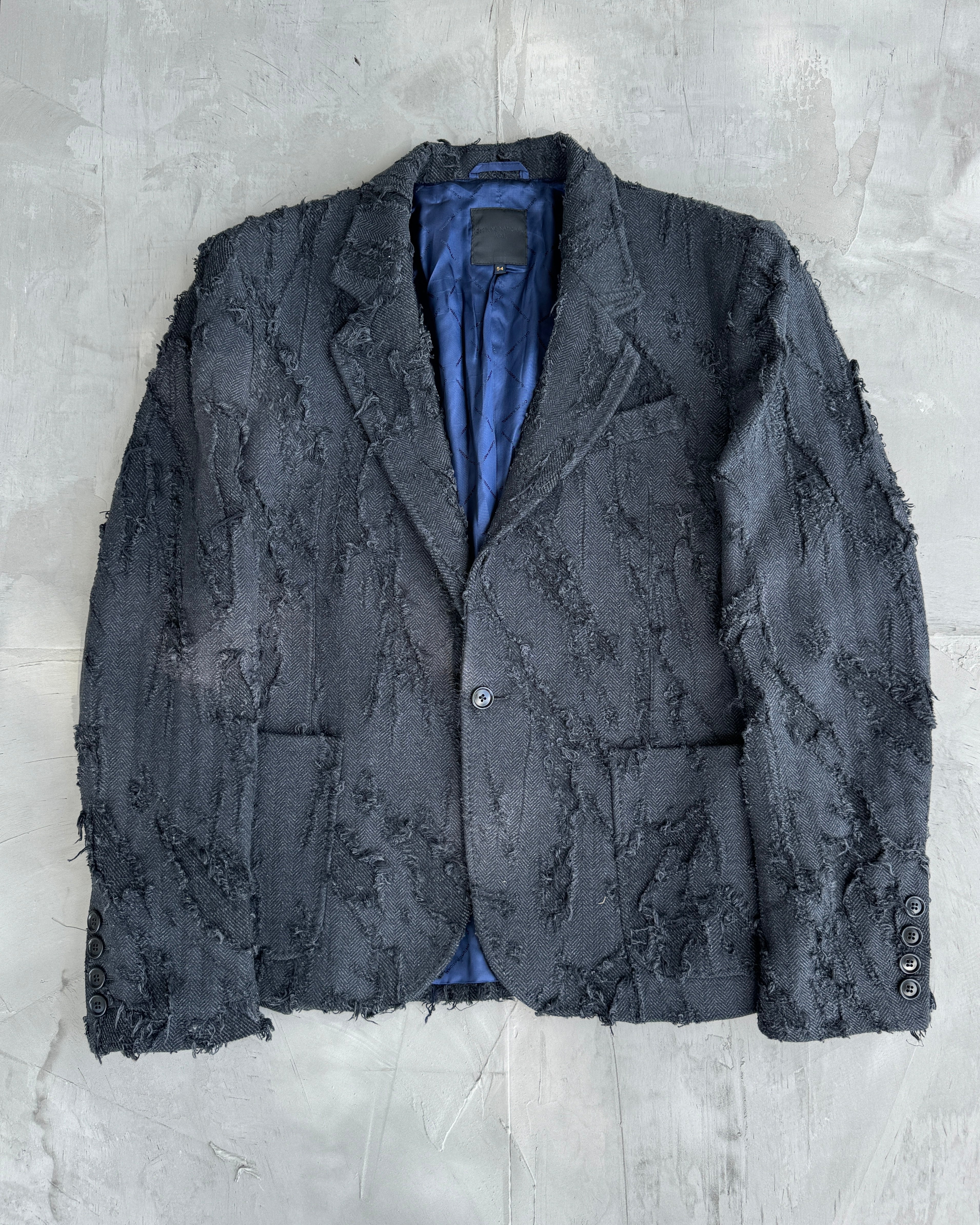 COSTUME NATIONAL LUXE DISTRESSED BLACK BLAZER - L