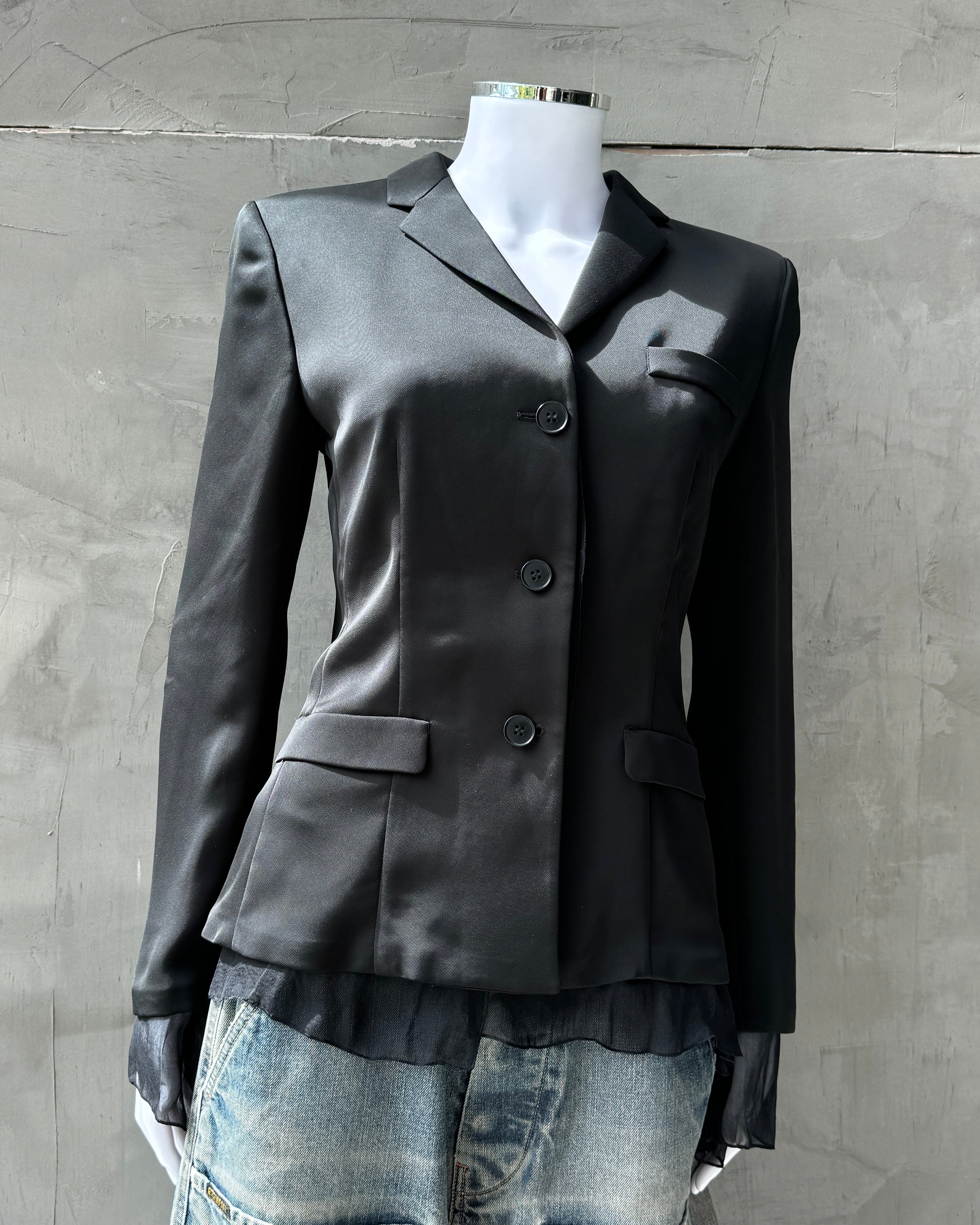 EMPORIO ARMANI BLAZER JACKET WITH SHEER SILK LINING - M