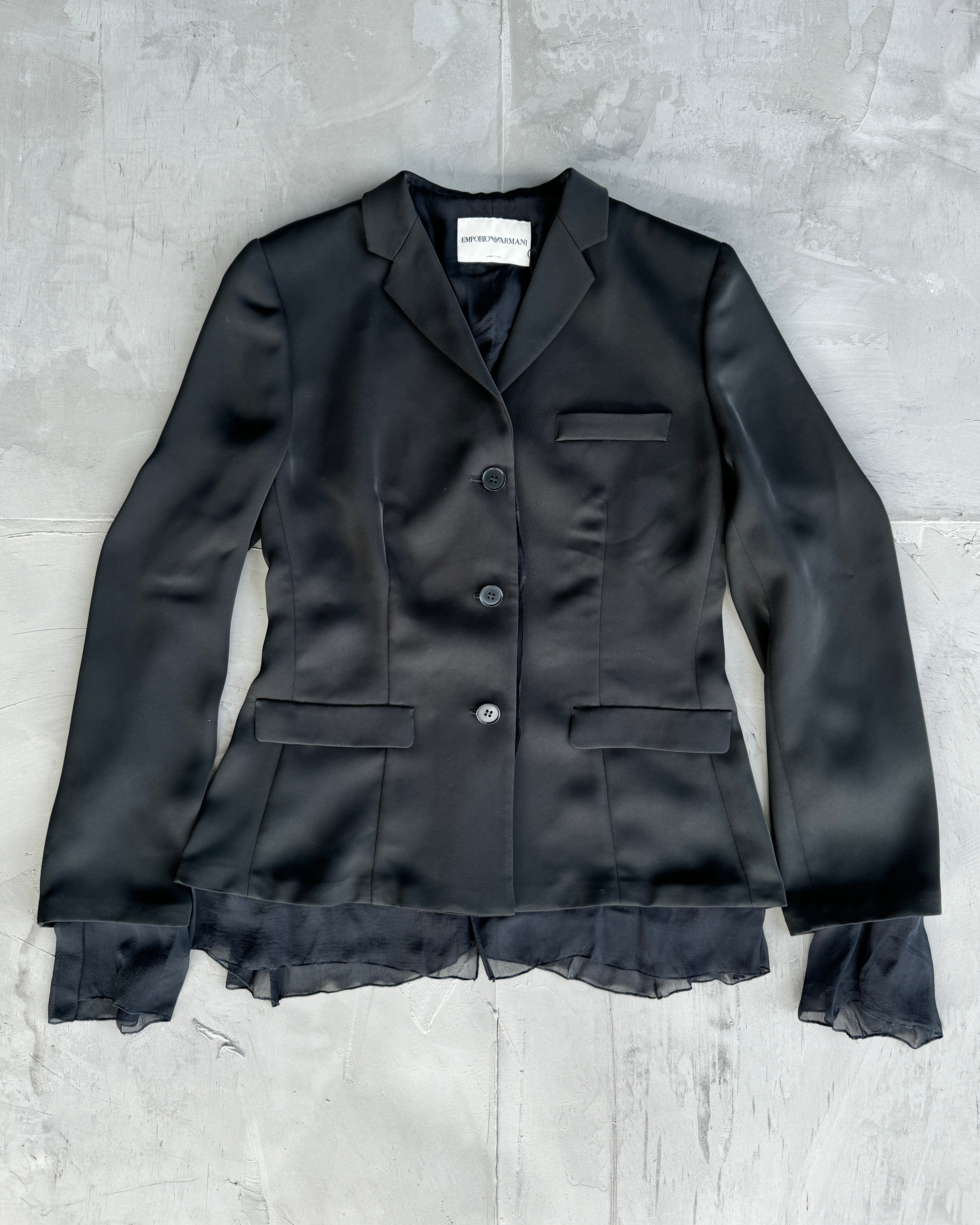EMPORIO ARMANI BLAZER JACKET WITH SHEER SILK LINING - M