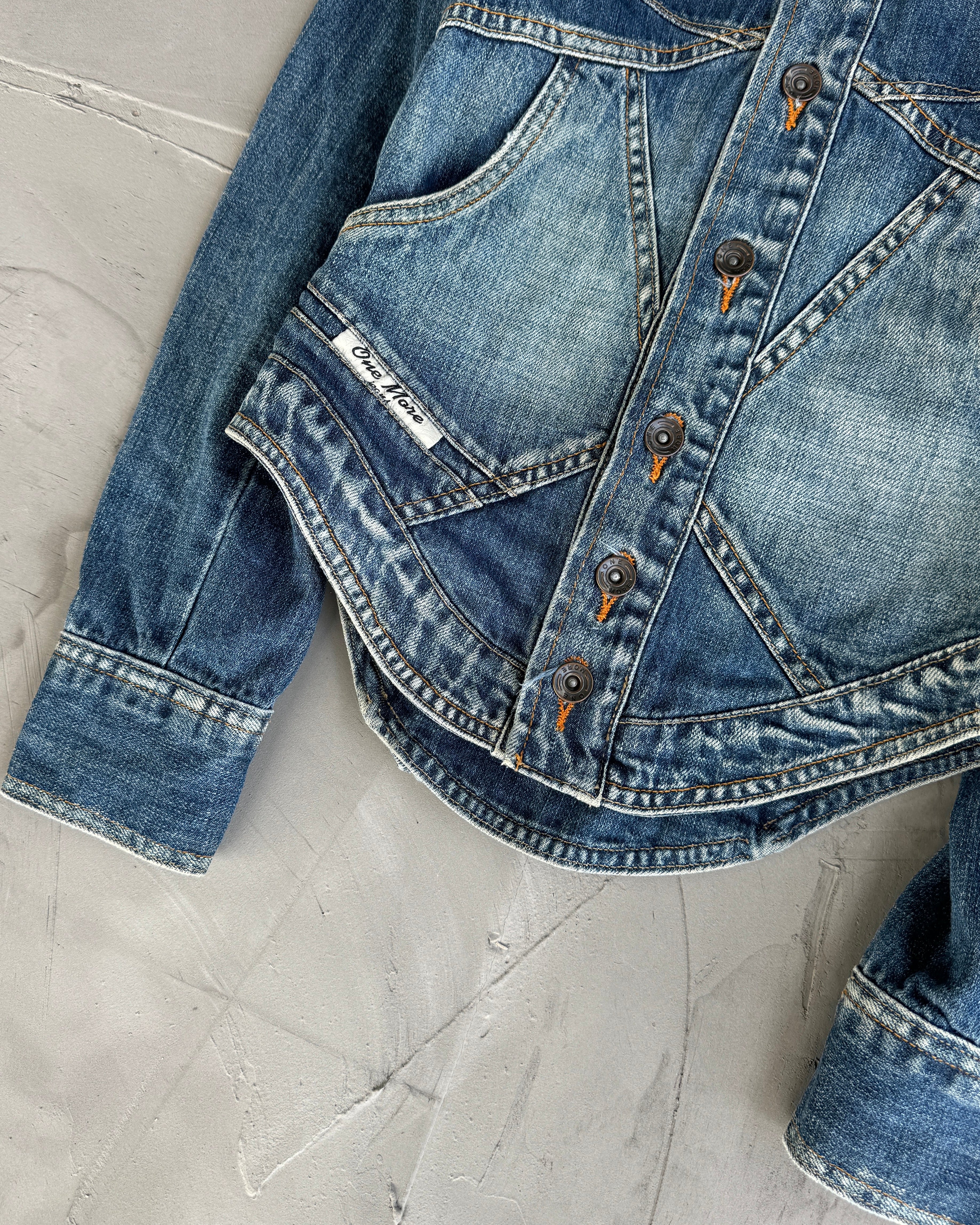 2000'S LACE UP CORSET BACK DENIM JACKET - XS