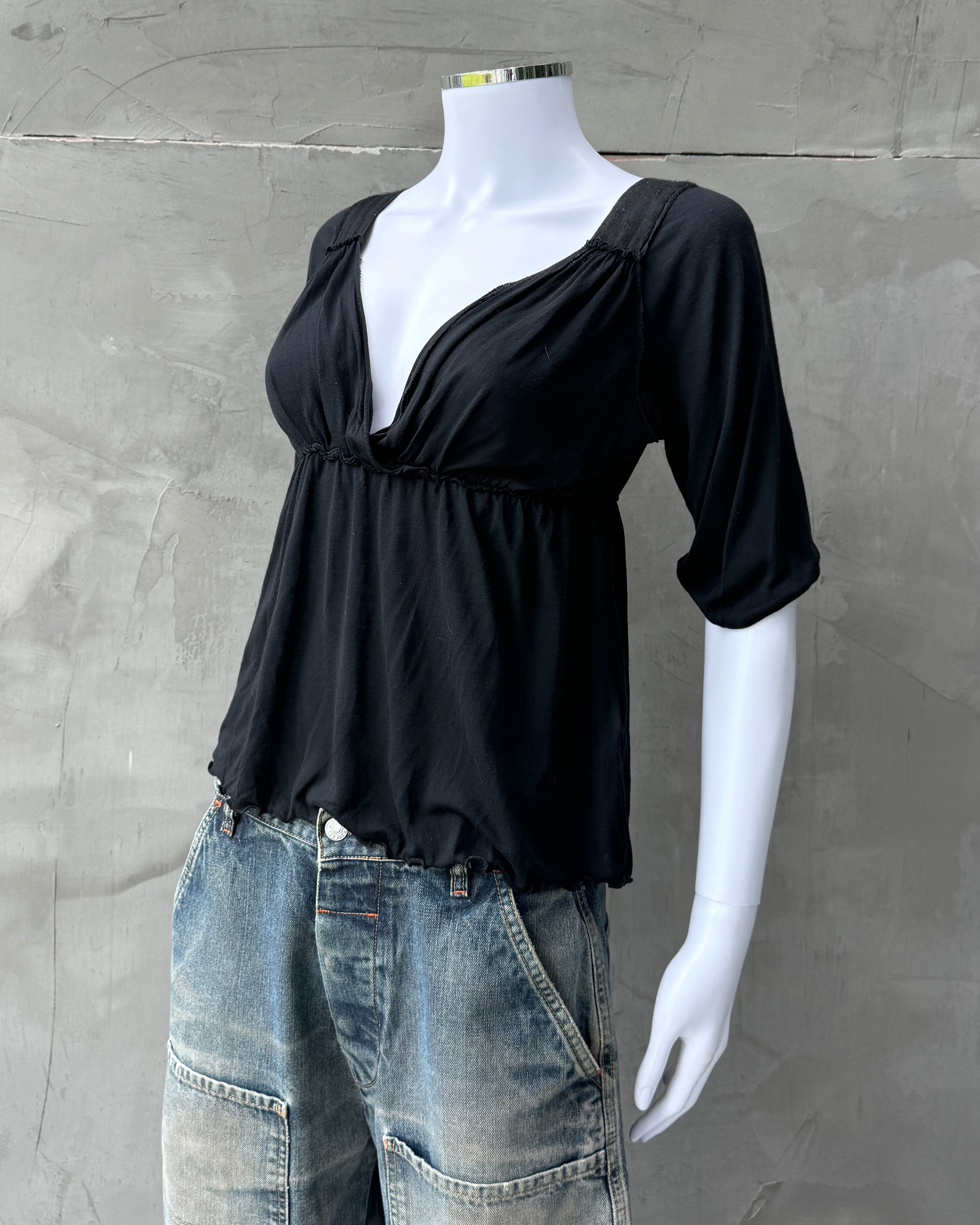 MIU MIU SS06 BLACK SCOOP BACK TOP