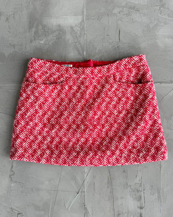 MIU MIU AW06 CHECKED RED PLAID WOOL SHORTS - M