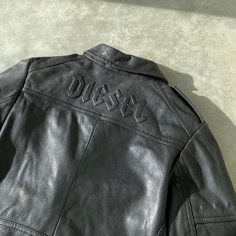 DIESEL LEATHER BIKER JACKET - M