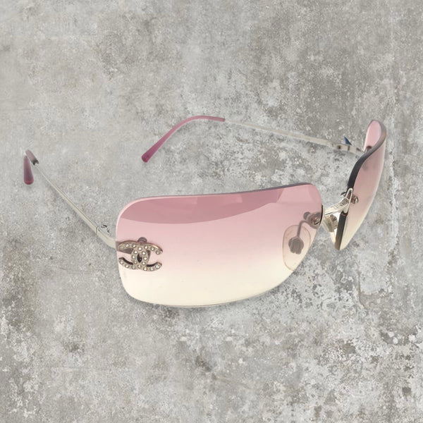Vintage Chanel Sunglasses - Rimless Diamanté with Pink gradient lens