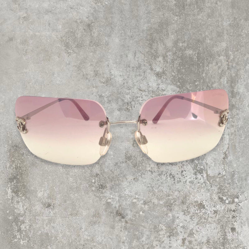 Vintage Chanel Sunglasses - Rimless Diamanté with Pink gradient lens