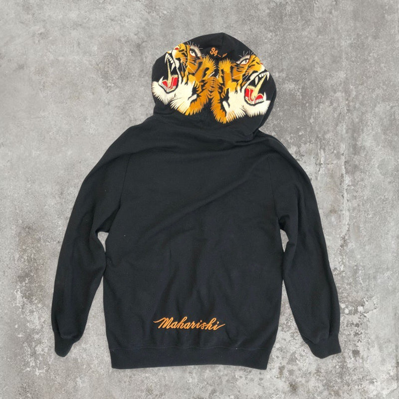 Maharishi Zip-up Hoodie With Tiger Embroidery