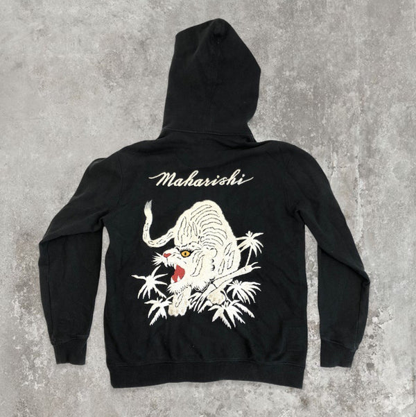 Maharishi Zip-up Hoodie With White Tiger Embroidery