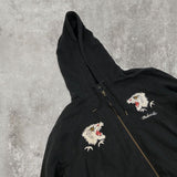 Maharishi Zip-up Hoodie With White Tiger Embroidery