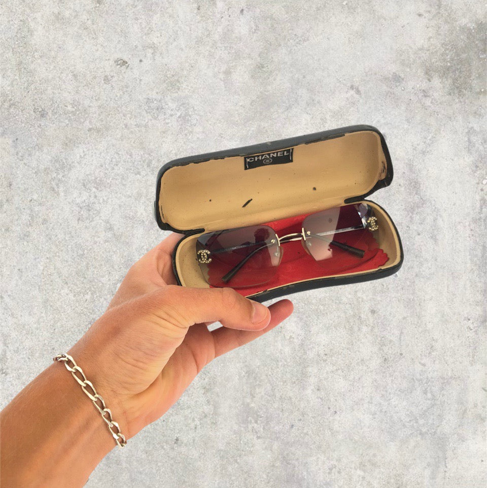 Chanel Sunglasses - Rimless Diamanté with Baby Blue Gradient Lens