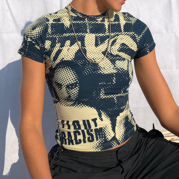 THE ICONIC FIGHT RACISM Vintage Jean Paul Gaultier JPG Mesh Top