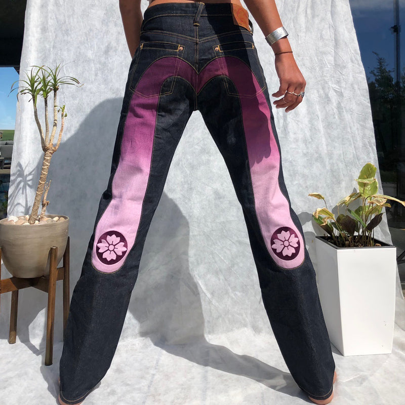 Evisu Purple Pink Gradient Daicock Japanese Selvedge Denim Jeans