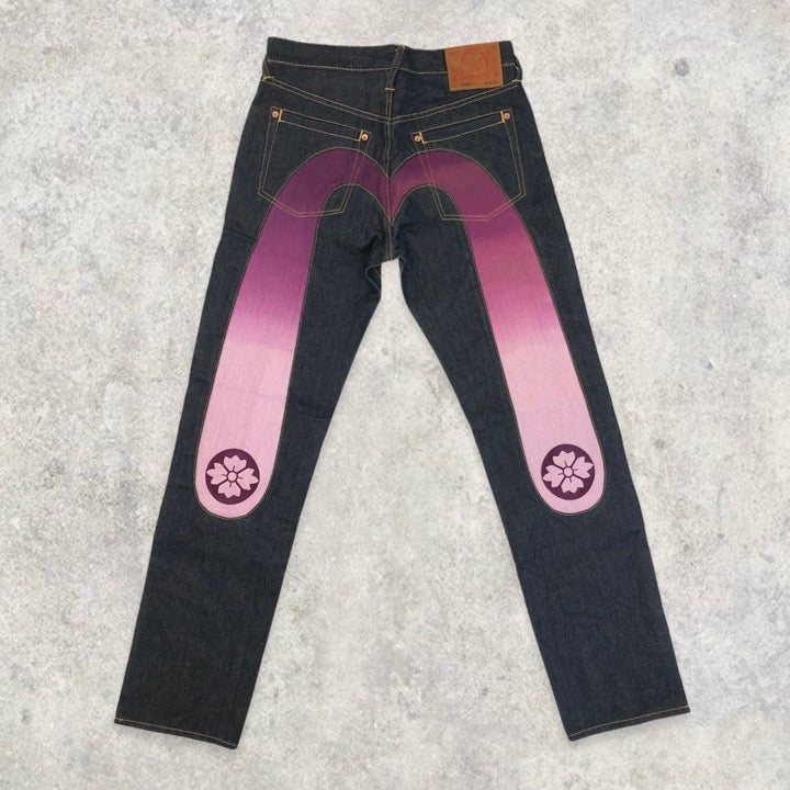 Evisu Purple Pink Gradient Daicock Japanese Selvedge Denim Jeans