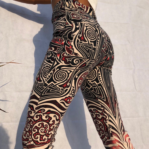 Vintage 1996 Jean Paul Gaultier JPG Jean’s with Tribal Tattoo Print