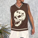 Heaven Can Wait Brown Skull Sweater Vest