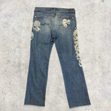 Rare 90’s Authentic Great China Wall Denim Jeans with Skull Print