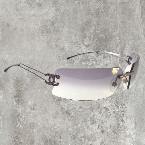 Chanel Rimless Diamanté Sunglasses with  Purple Gradient Lens