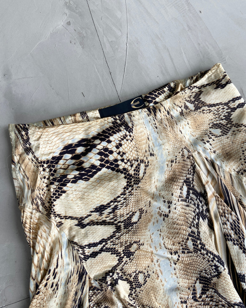 JUST CAVALLI 2000'S SNAKE PRINT ASYMMETRIC SKIRT - S