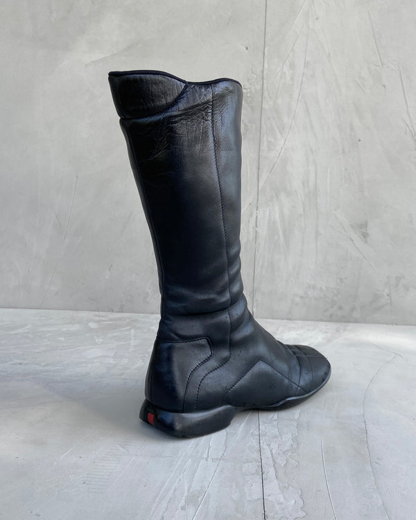 PRADA SPORT 90'S SQUARE SOLE LEATHER BOOTS - UK 4.5