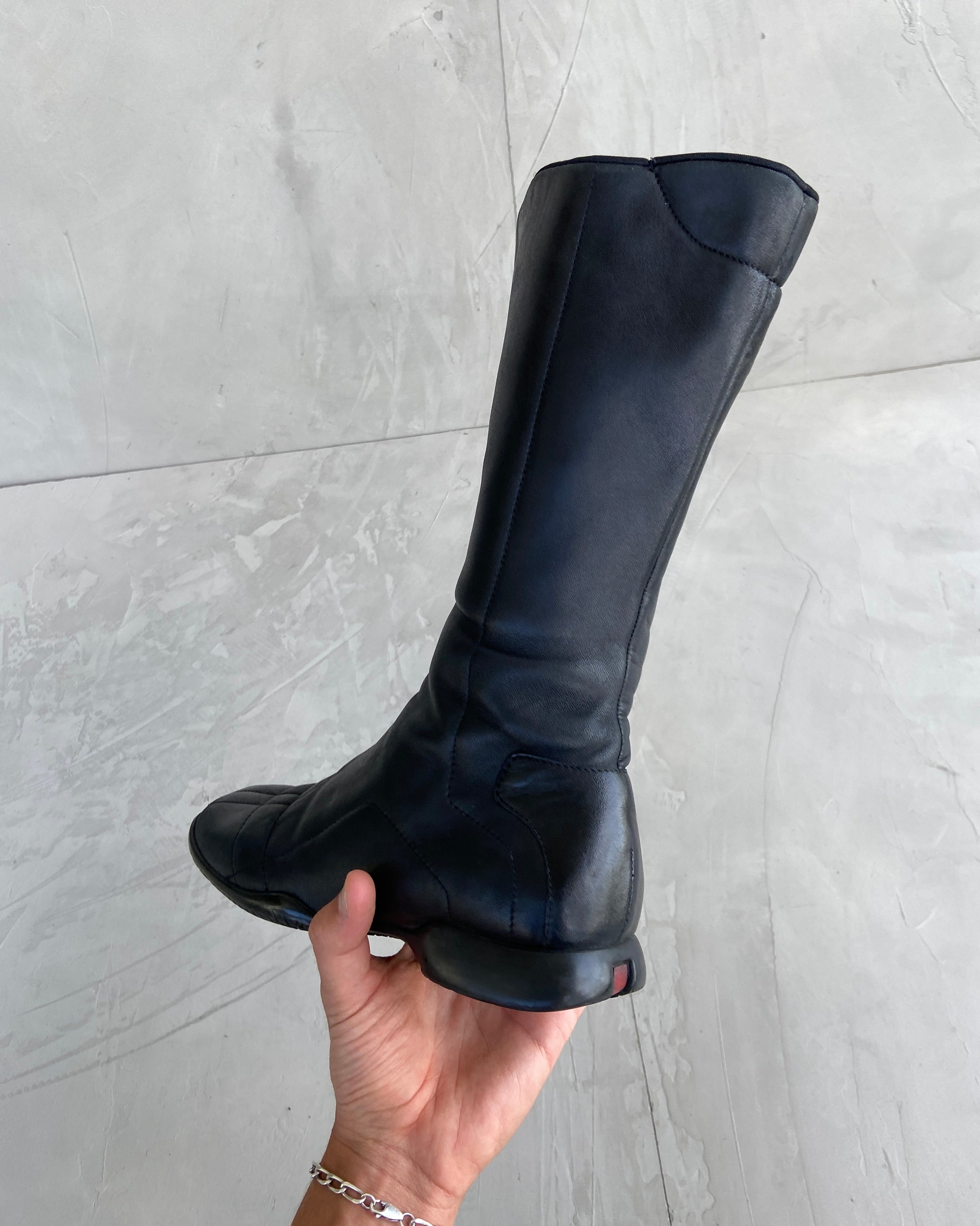 PRADA SPORT 90'S SQUARE SOLE LEATHER BOOTS - UK 4.5