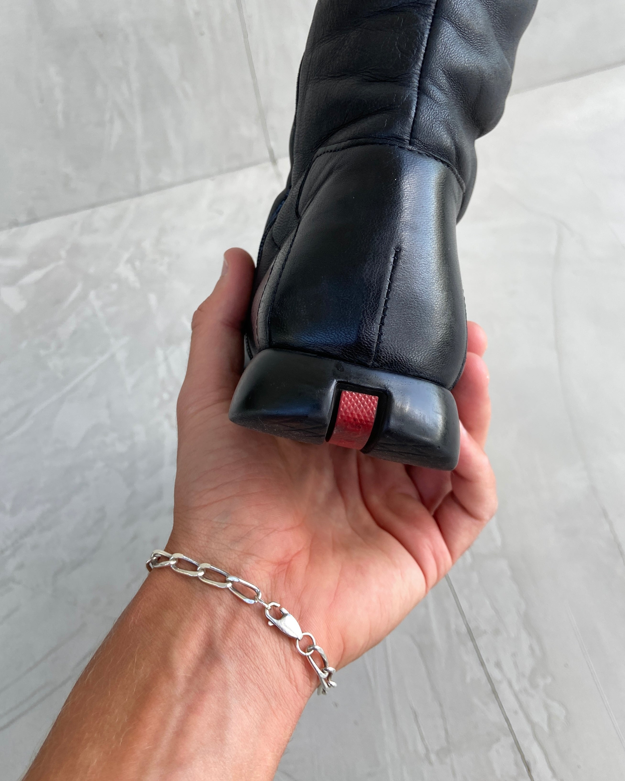 PRADA SPORT 90'S SQUARE SOLE LEATHER BOOTS - UK 4.5