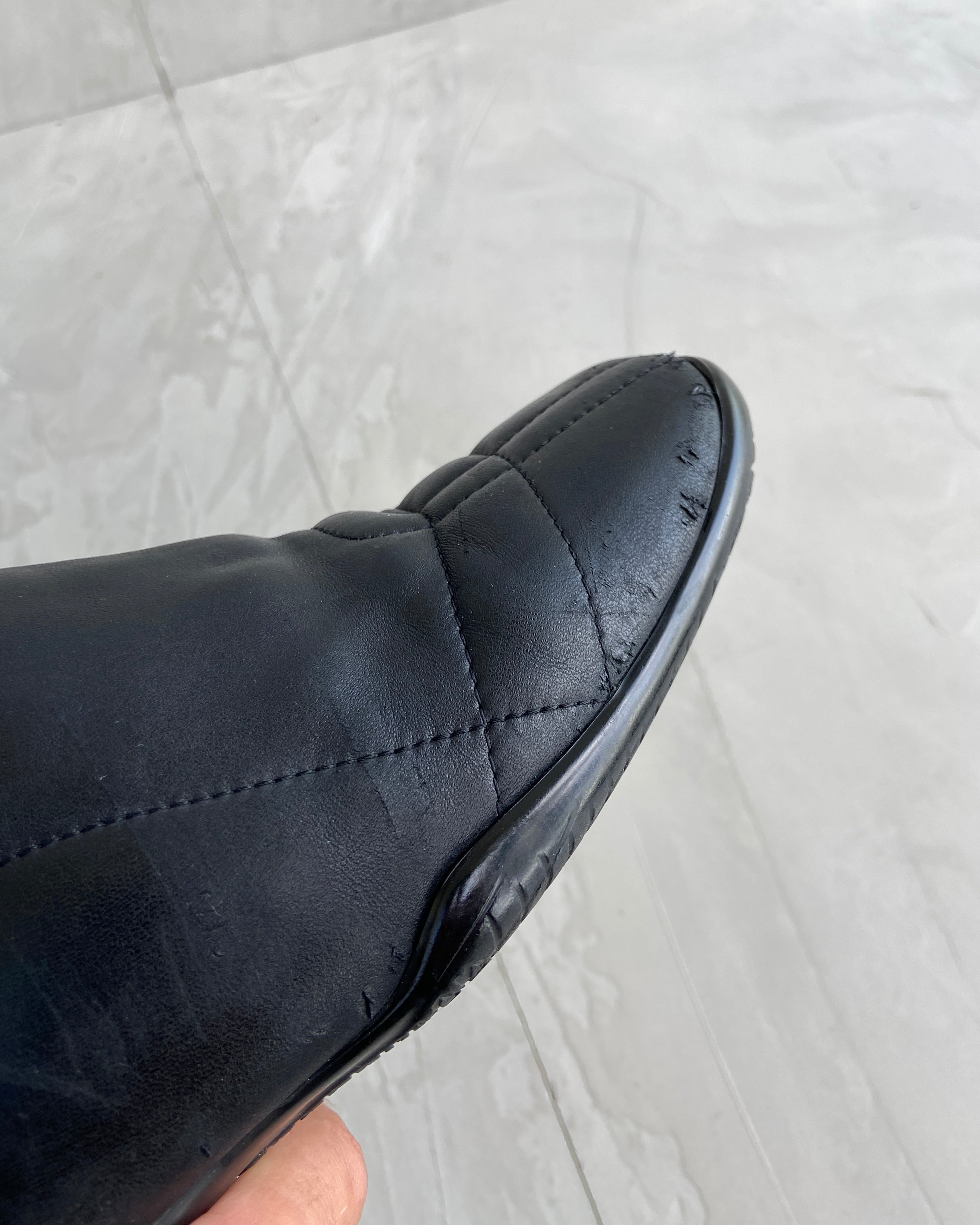 PRADA SPORT 90'S SQUARE SOLE LEATHER BOOTS - UK 4.5