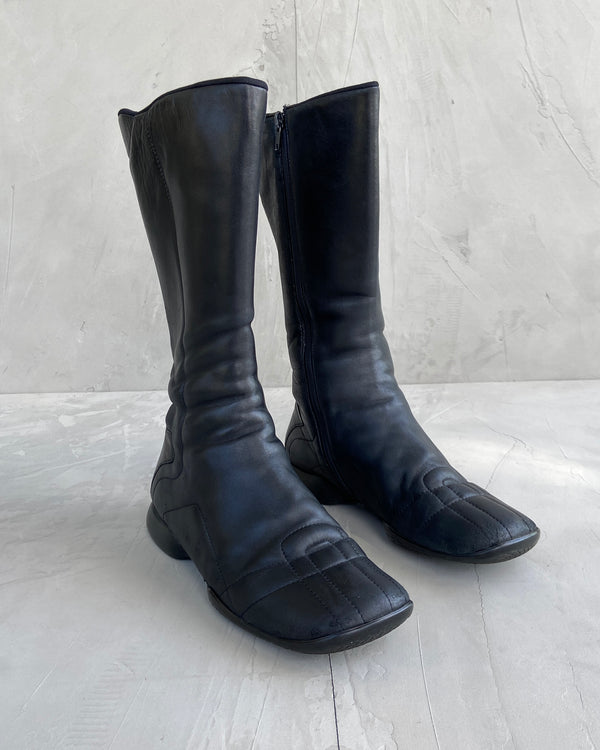 PRADA SPORT 90'S SQUARE SOLE LEATHER BOOTS - UK 4.5