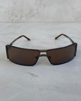 PRADA 90'S RIMLESS WRAP AROUND BROWN SUNGLASSES