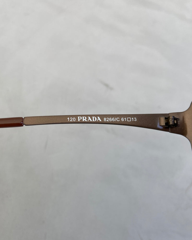 PRADA 90'S RIMLESS WRAP AROUND BROWN SUNGLASSES