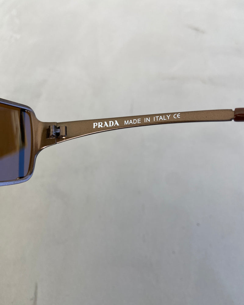 PRADA 90'S RIMLESS WRAP AROUND BROWN SUNGLASSES