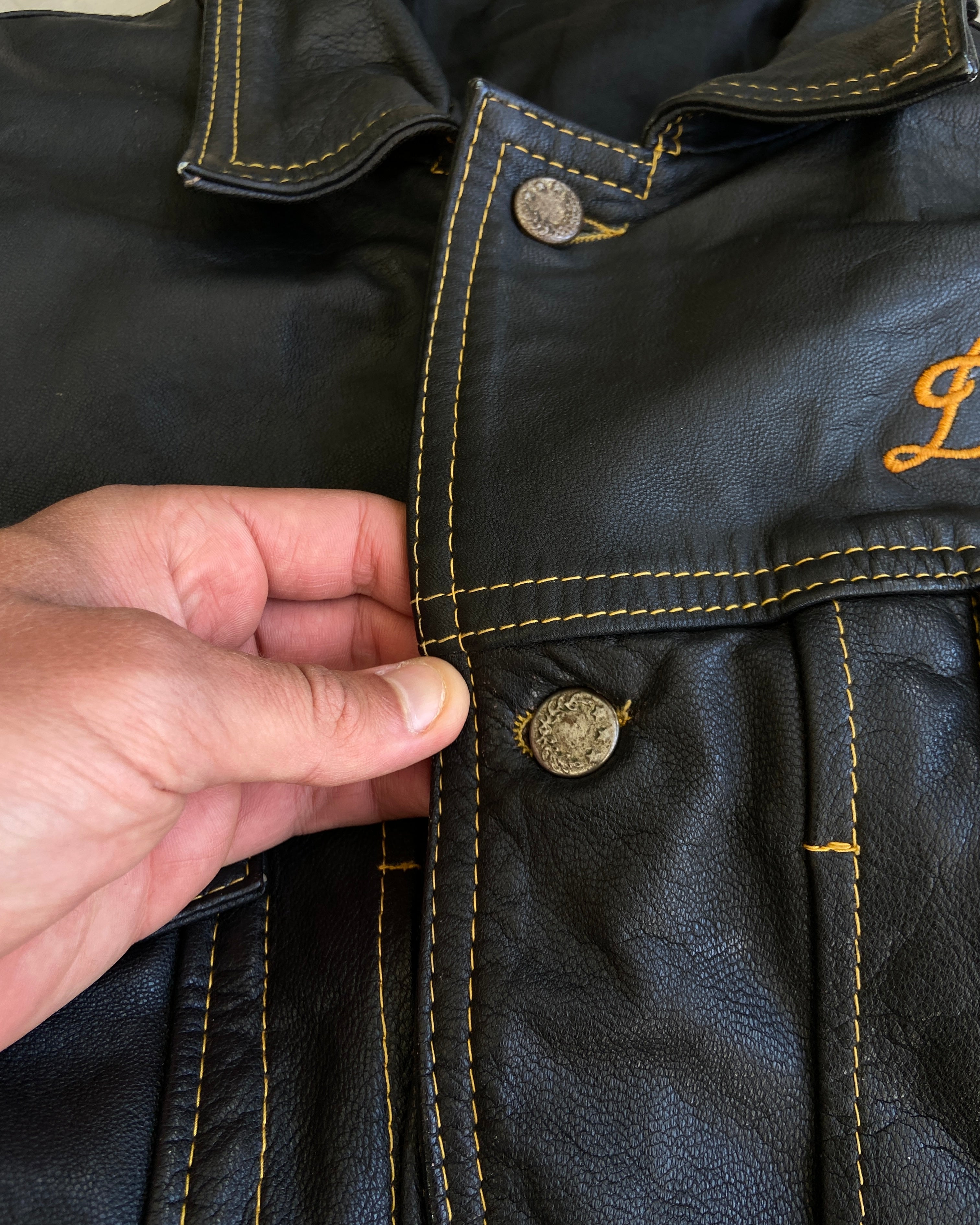 DIESEL 90'S BLACK LEATHER JACKET - M