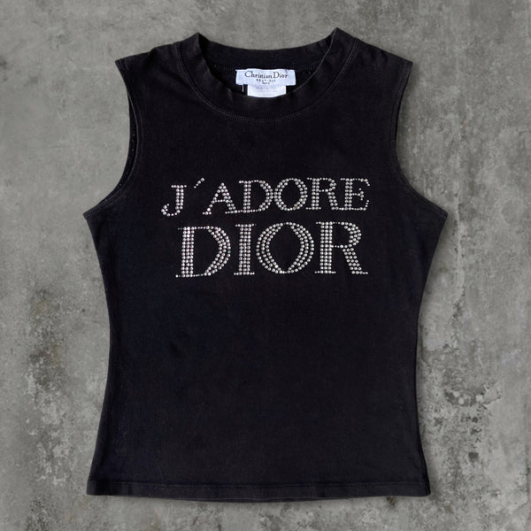 DIOR 'J'ADORE DIOR' RHINESTONED VEST TOP - M