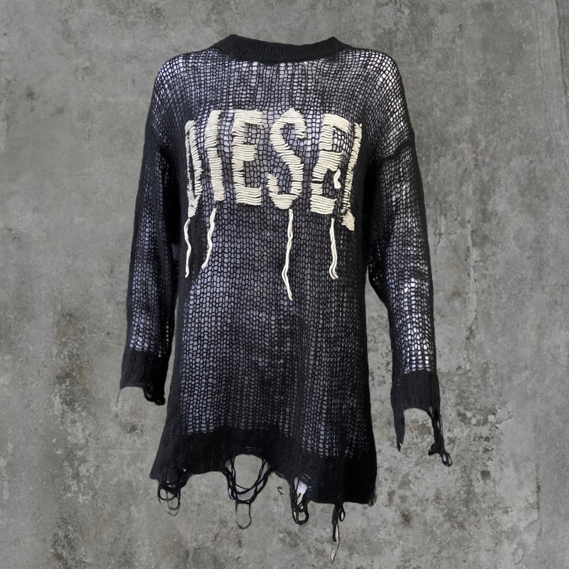 DIESEL DISTRESSED KNIT JUMPER - M