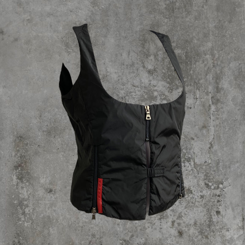 FW99 PRADA SPORT NYLON CORSET VEST - M