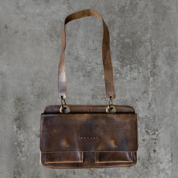 MUXART BROWN LEATHER SIDE BAG