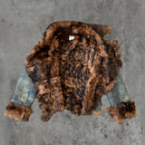 PLEIN SUD LEATHER & FUR COAT - S